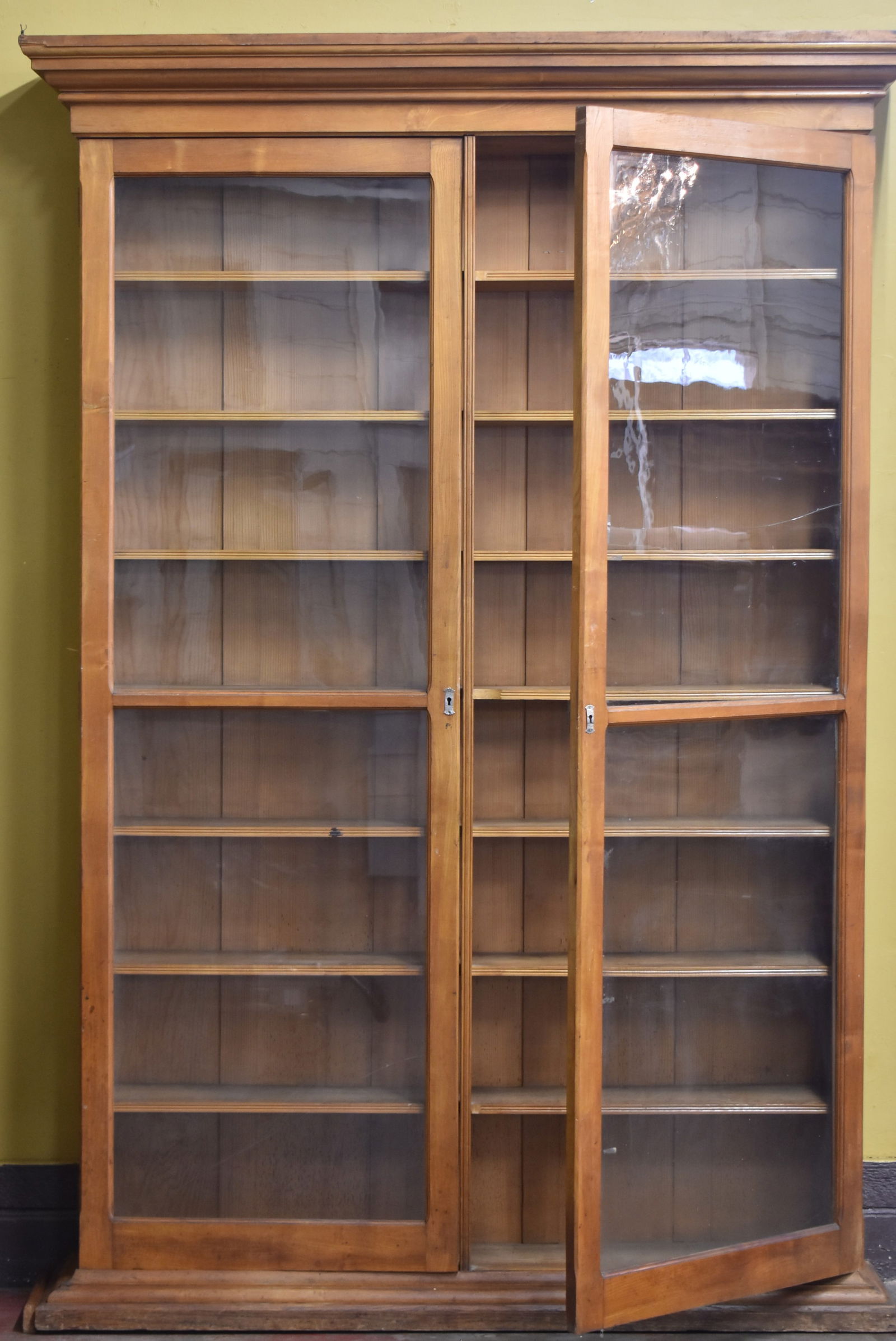 WALNUT TWO-DOOR DISPLAY CABINET BOOKCASE - 2