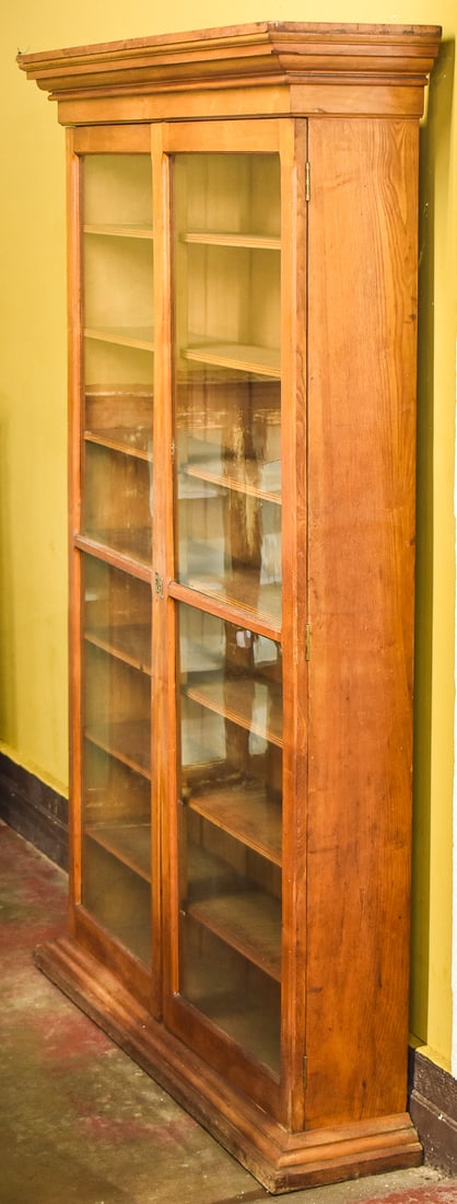 WALNUT TWO-DOOR DISPLAY CABINET BOOKCASE - 5