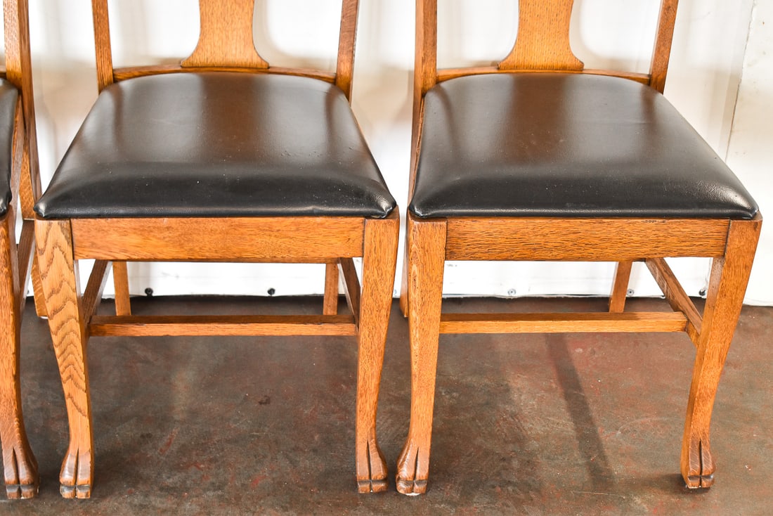 OAK T-BACK DINING CHAIR SET - 4