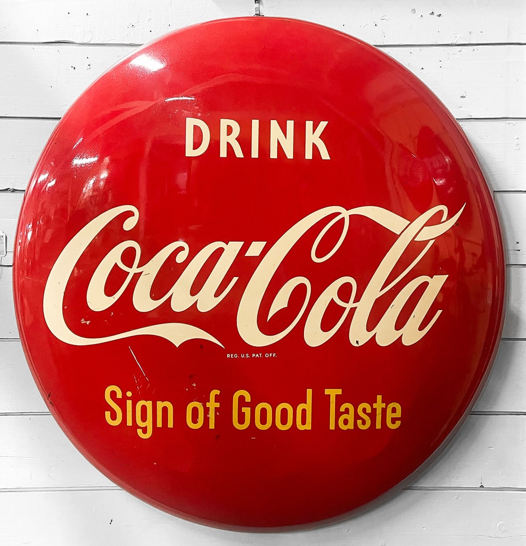4 FOOT 'DRINK COCA-COLA SIGN OF GOOD TASTE' SST SIGN, C. 1953 (1 of 4)