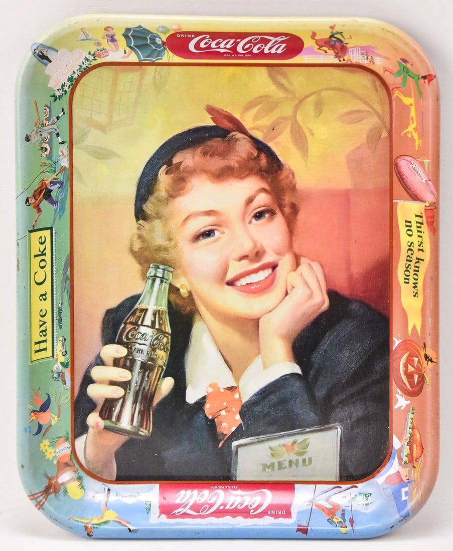 1953 COCA-COLA 'THIRST KNOWS NO SEASON' SODA TRAY (1 of 2)