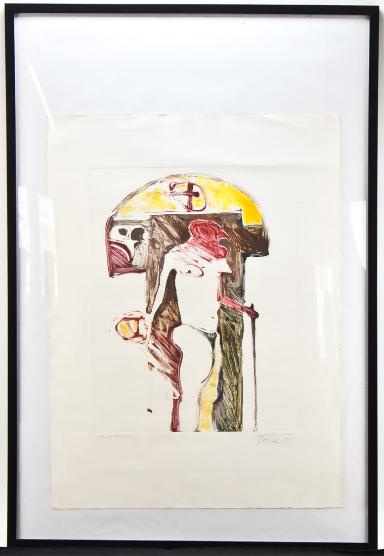 RICK BARTOW 'SHE WALKS AWAY' GOUACHE PAINTING: Original gouache painting on paper by listed Oregon artist, Rick Bartow (1946-2016), signed lower right , dated '90 and titled "She Walks Away", lower left. Art measures 30" H x 22" W presented in a