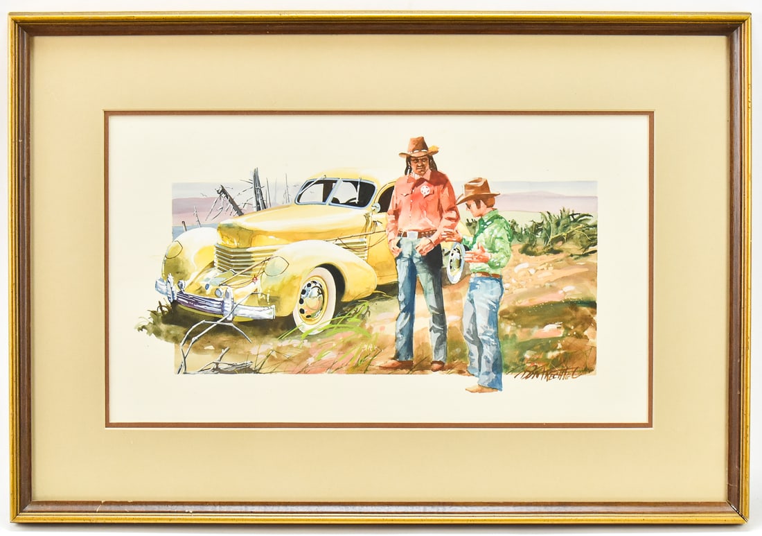 DON PRECHTEL 'BOYS, IT'S BREAK TIME' WATERCOLOR PAINTING: Original watercolor painting "Boys, it's Break Time" on paper by listed Oregon artist, Don Prechtel (OR, CA, 1936-), signed lower right. Art measures 11" H x 19" W presented in a frame measuring 18"