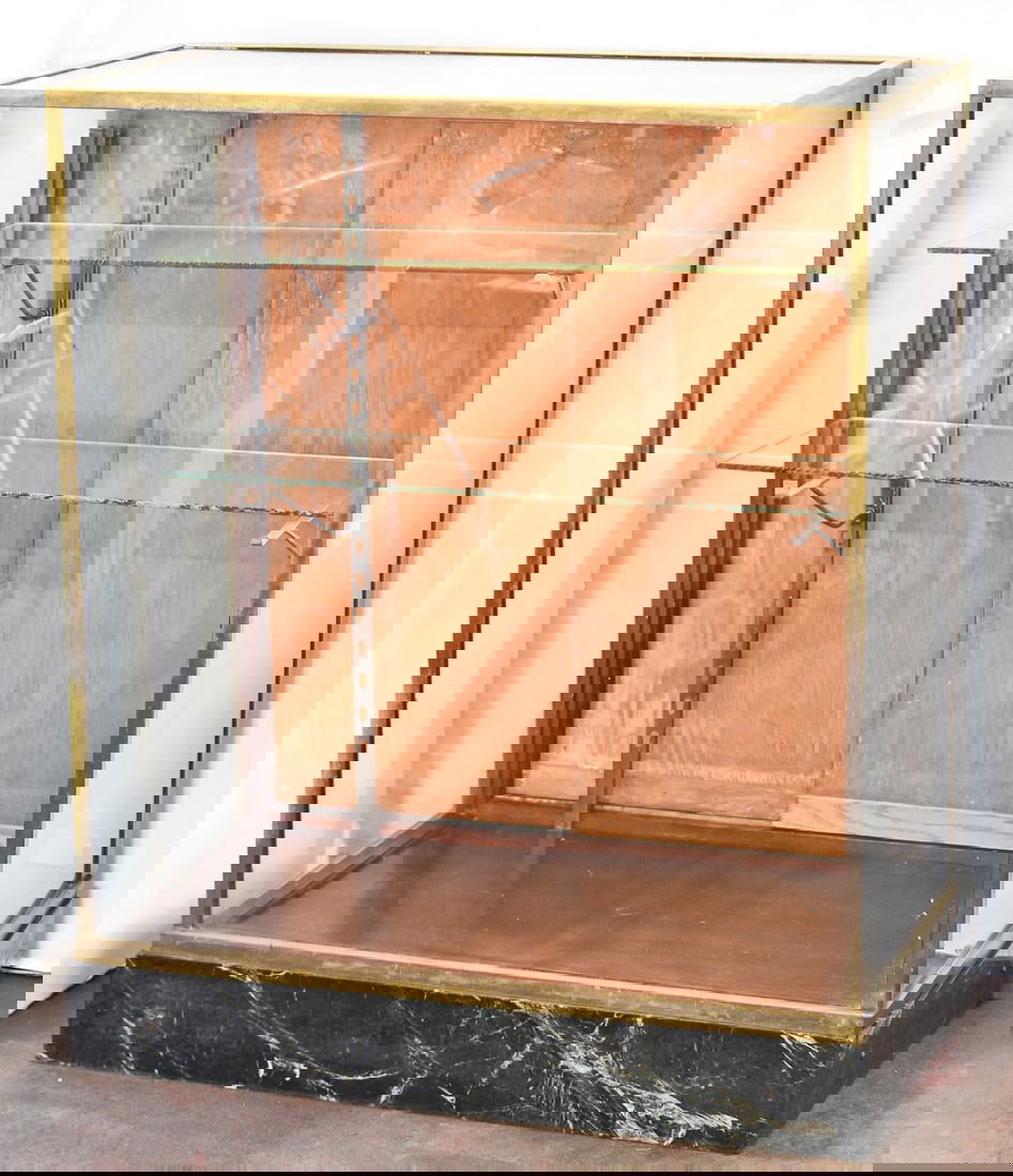 GLASS AND BRASS DISPLAY CABINET (1 of 3)