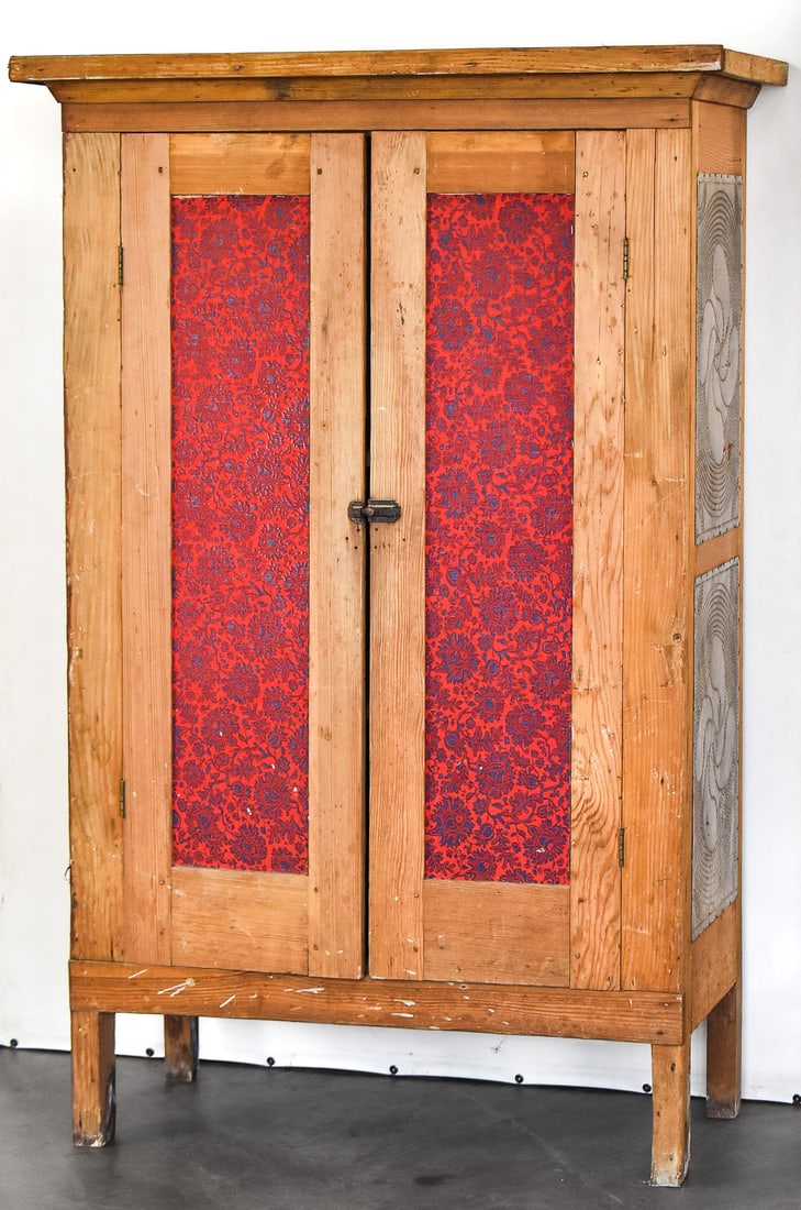 PRIMITIVE PUNCHED TIN PIE CUPBOARD - 2