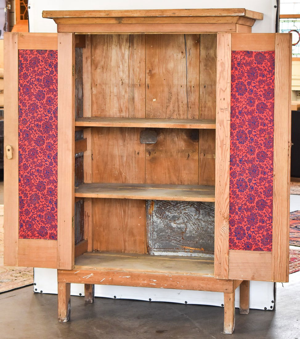 PRIMITIVE PUNCHED TIN PIE CUPBOARD - 3