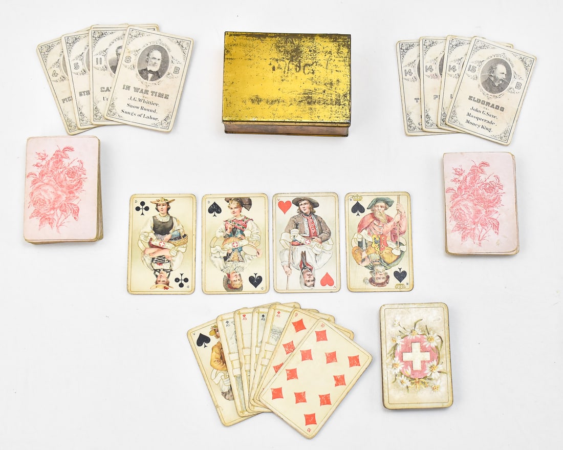 DONDORF 'SCHWEIZER TRACHTEN (SWISS COSTUMES)' & E.G. SELCHOW 'VIGNETTE AUTHORS' PLAYING CARDS (1 of 2)