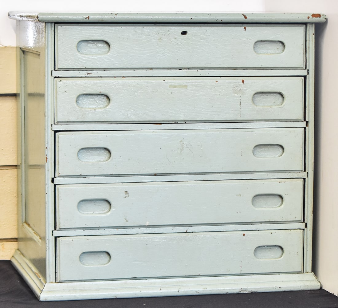 PALE BLUE PAINTED CHEST OF DRAWERS (1 of 4)
