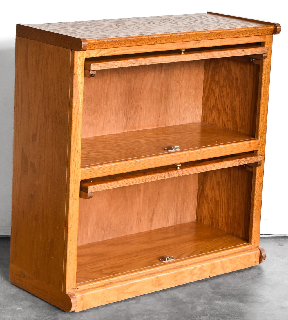 TWO-TIER OAK BARRISTER BOOKCASE - 2