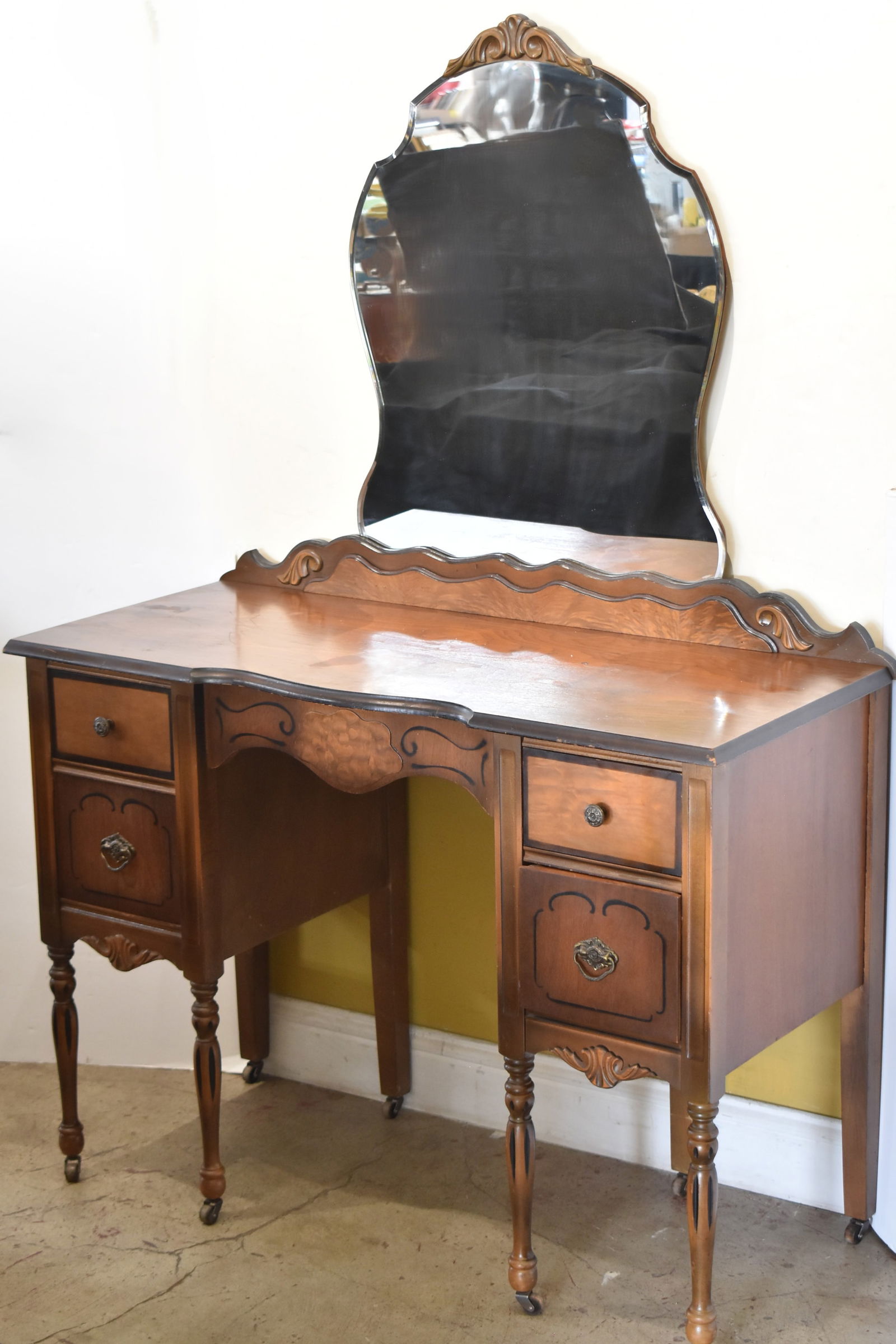 WALNUT BED FRAME & VANITY - 2