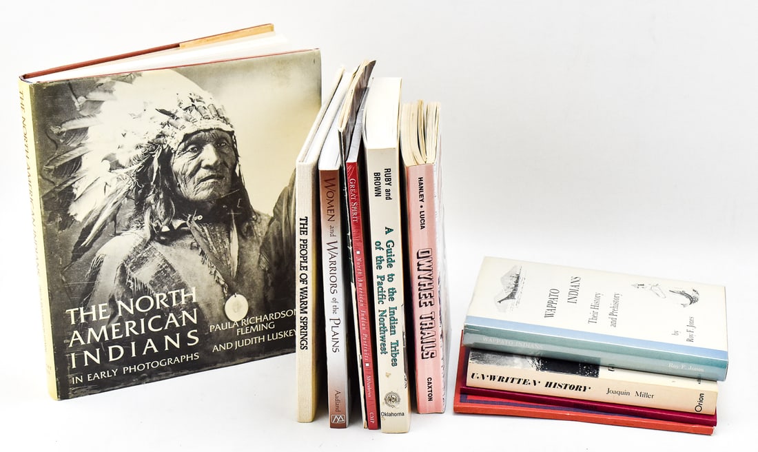 NATIVE AMERICAN RELATED BOOKS: 'WAPPATO INDIANS' BY ROY F. JONES, 'UNWRITEN HISTORY' BY JOAQUIN: Lot includes 11 books all relating to Native Americans. Book 1 : " Wappato Indians, Their History and Prehistory" by Roy F. Jones, published 1972. Book 2: "Unwritten History: life among the Modocs"