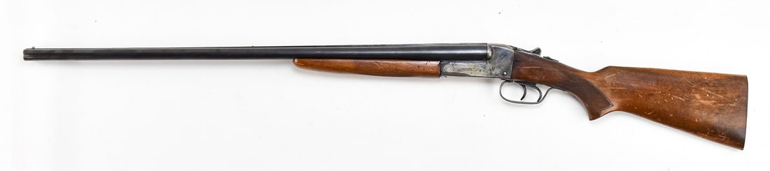 J. STEVENS/ SPRINGFIELD MODEL 5000 SIDE-BY-SIDE 20 G.: A J. Stevens/Springfield Model 5000 (marked on the receiver) side-by-side double-trigger shotgun chambered in 20 gauge. This shotgun has a mid and forward bead sight and a barrel length of 28". Total