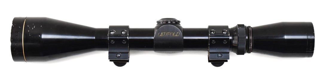 LEUPOLD 3x9 VARI-X II: A Leupold 3x9 Vari-X II rifle scope including scope mounting rings. For shipping purposes the scope measures 2" H x 12.5" W x 2" D.