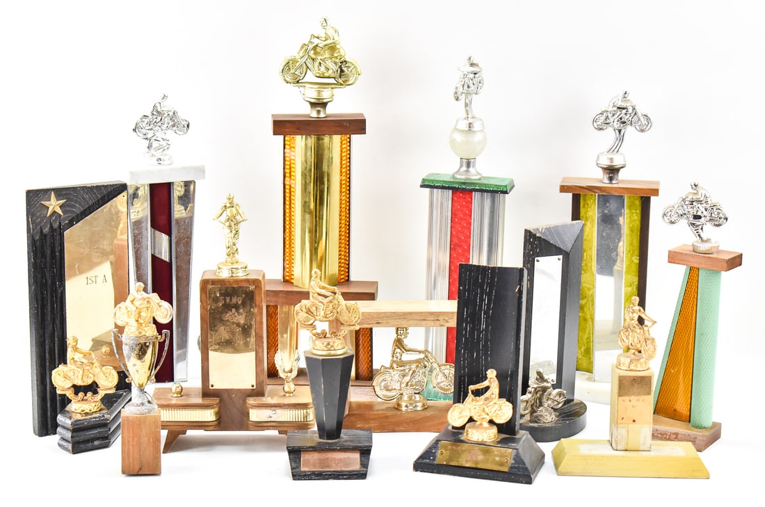 COLLECTION OF 1950s-1980s MOTORCYCLE RACING TROPHIES (1 of 3)