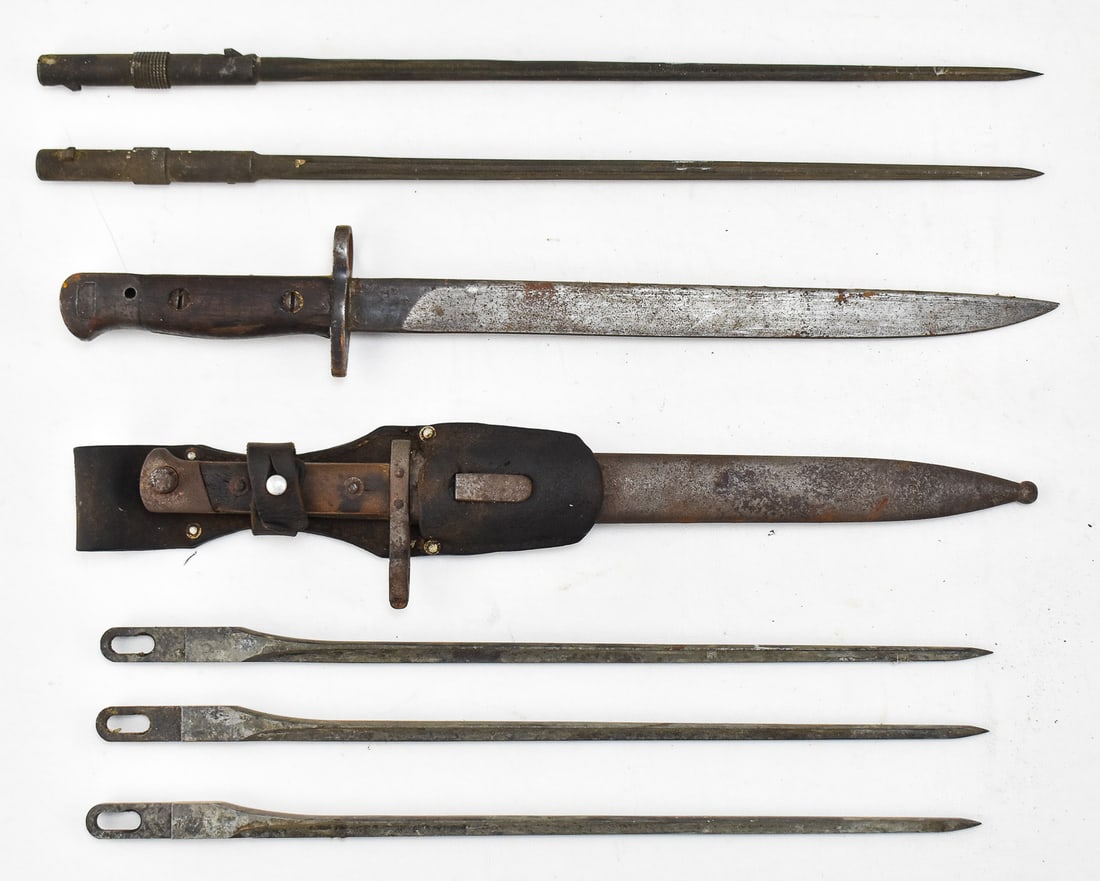 BAYONET COLLECTION: WWII BRITISH ENFIELD MKII, CHILEAN 1895 MAUSER BAYONET, & MORE (1 of 2)