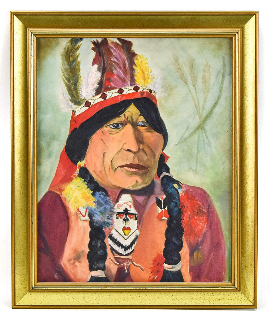 'APSAROKE' CHIEF OIL PAINTING (1 of 2)