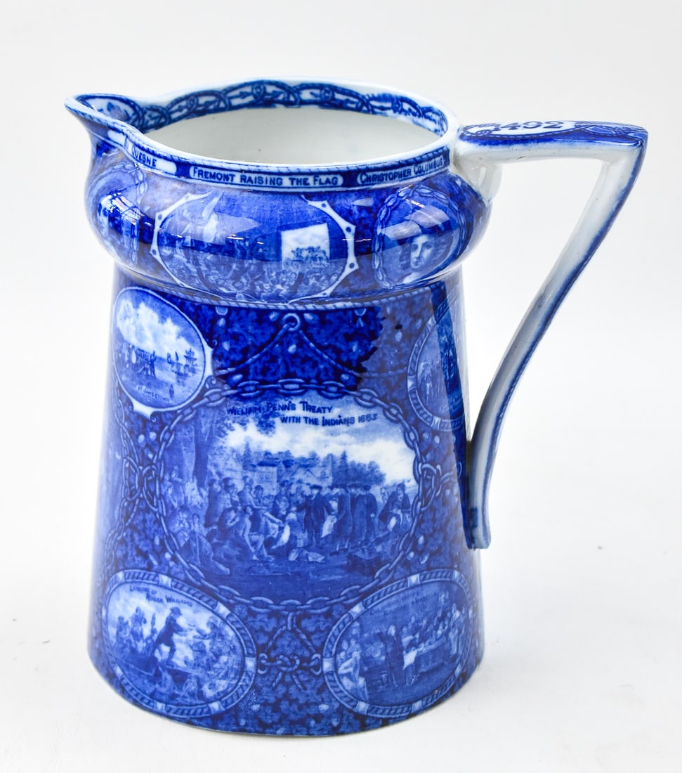 ROWLAND MARSELLUS COMPANY STAFFORDSHIRE 'HISTORICAL POTTERY' TRANSFERWARE PITCHER (1 of 5)