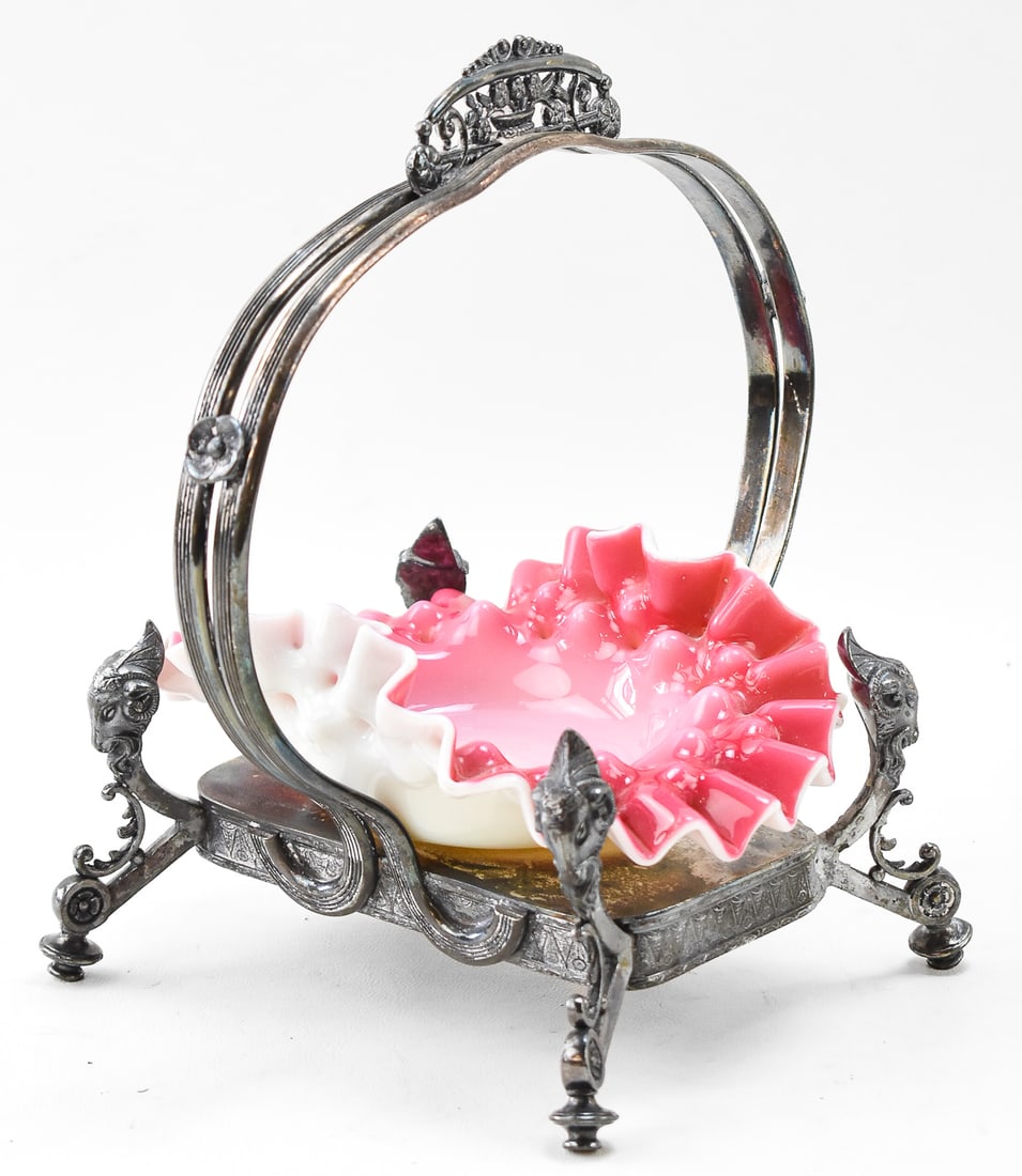 VICTORIAN BRIDE'S BASKET ON QUADRUPLE SILVER-PLATE STAND, MERMOD, JACCARD & CO., 19TH CENTURY (1 of 3)