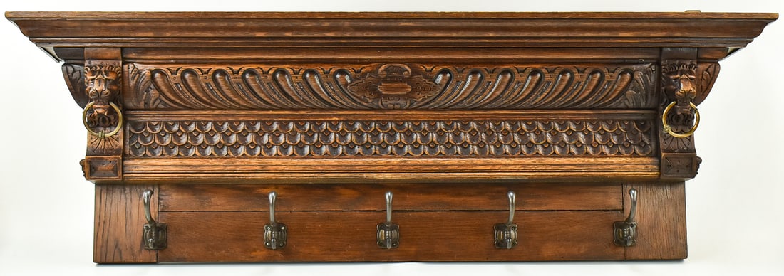 VICTORIAN CONTINENTAL OAK WALL SHELF (1 of 2)