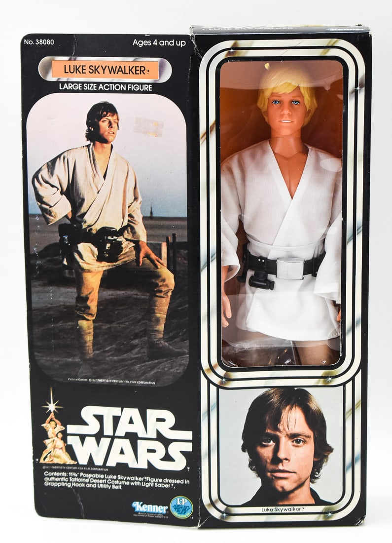 1978 KENNER TOYS STAR WARS 'LUKE SKYWALKER' SEALED TOY FIGURINE: A 1978 Kenner Toys Star Wars "Luke Skywalker" toy figurine in original sealed box. The item measures 2.5" H, 9" W, 13" D.