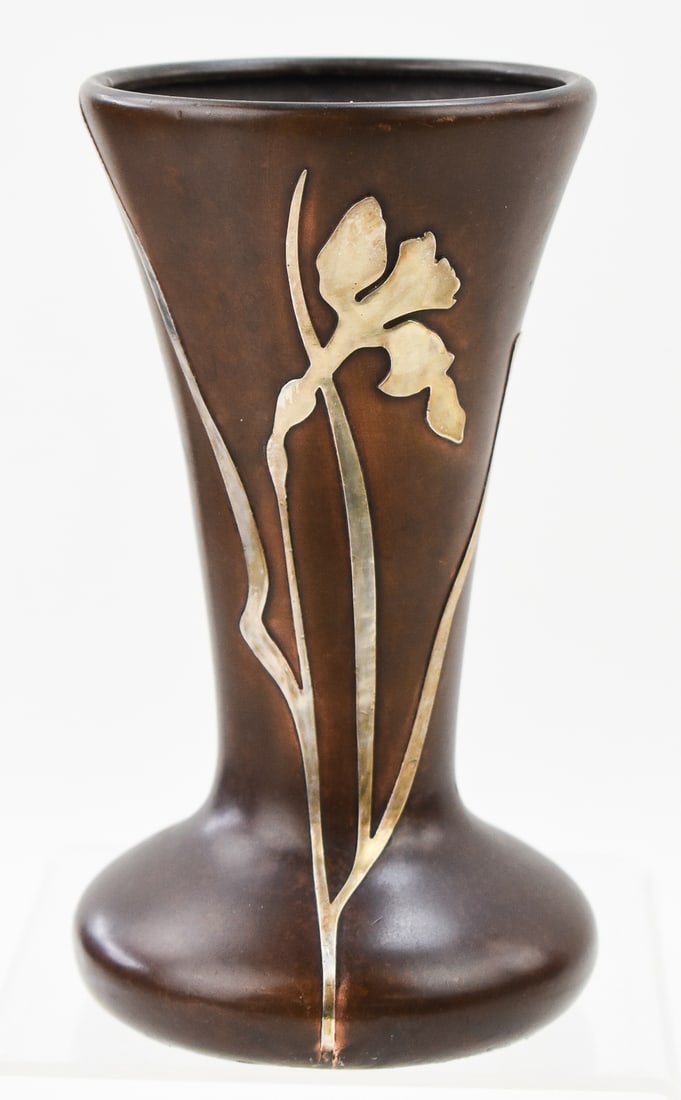HEINTZ ART METAL STERLING ON BRONZE FLARED VASE (1 of 5)