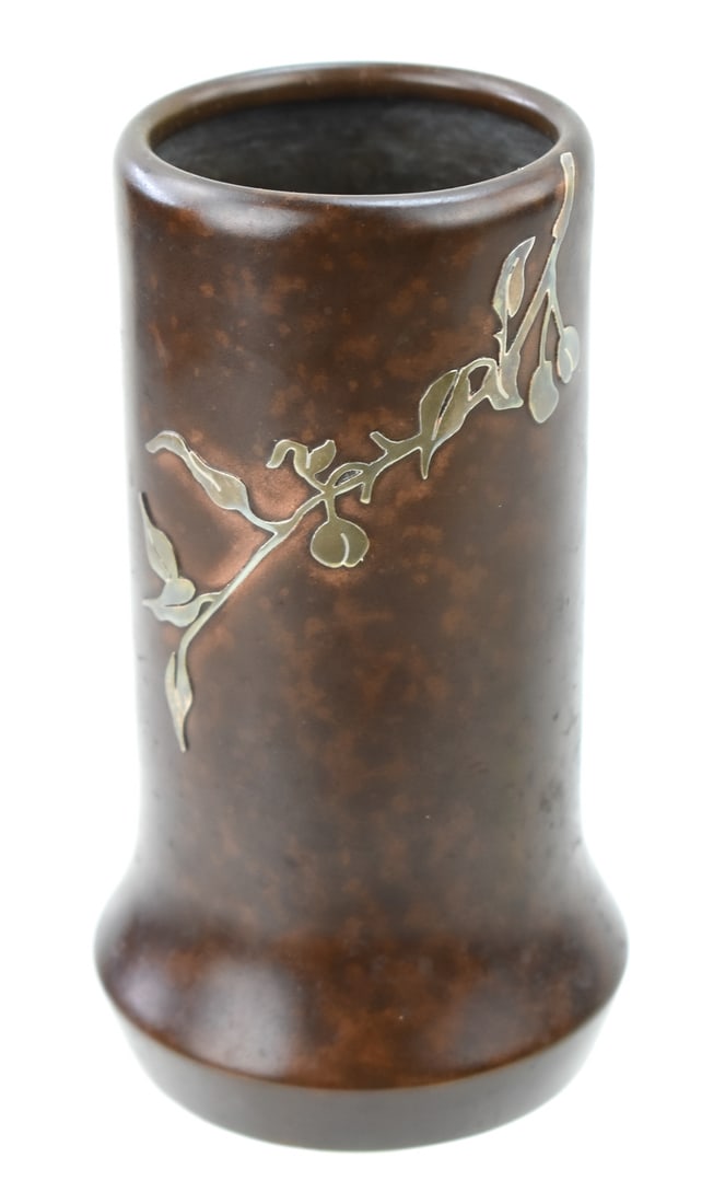 HEINTZ FOR ROWLAND HUSSEY MACY & COMPANY STERLING ON BRONZE VASE (1 of 3)