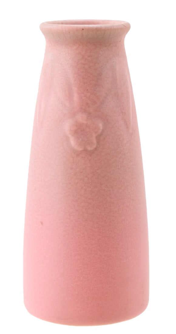 ROOKWOOD MAUVE MATTE VASE No. 2108: A Rookwood mauve matte glazed vase No. 2108, circa 1929. The item measures 6.5" H, 3" W, 3" D.