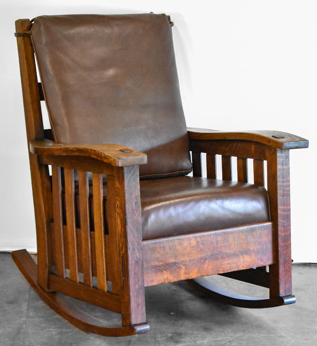 STICKLEY BROTHERS (ATTR.) WAVY ARM MISSION OAK ARTS AND CRAFTS ROCKER (1 of 4)