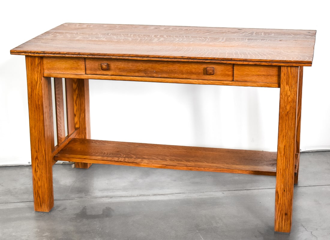 ARTS AND CRAFTS MISSION OAK LIBRARY TABLE (1 of 3)