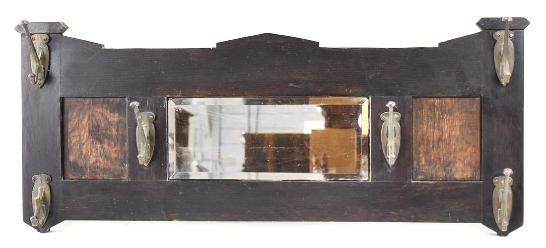 ARTS AND CRAFTS OAK WALL MIRROR (1 of 2)