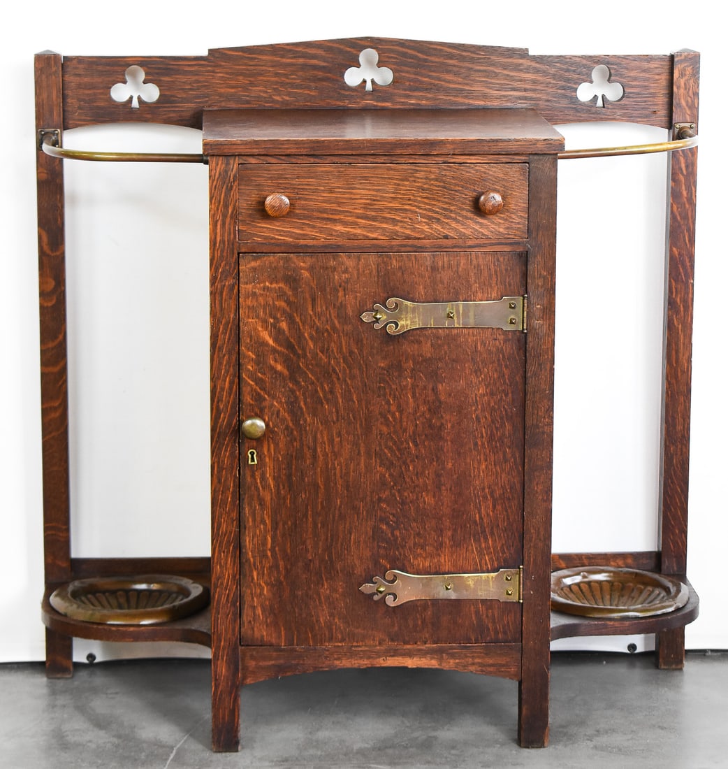 ARTS AND CRAFTS QUARTER-SAWN OAK HALL STAND (1 of 3)