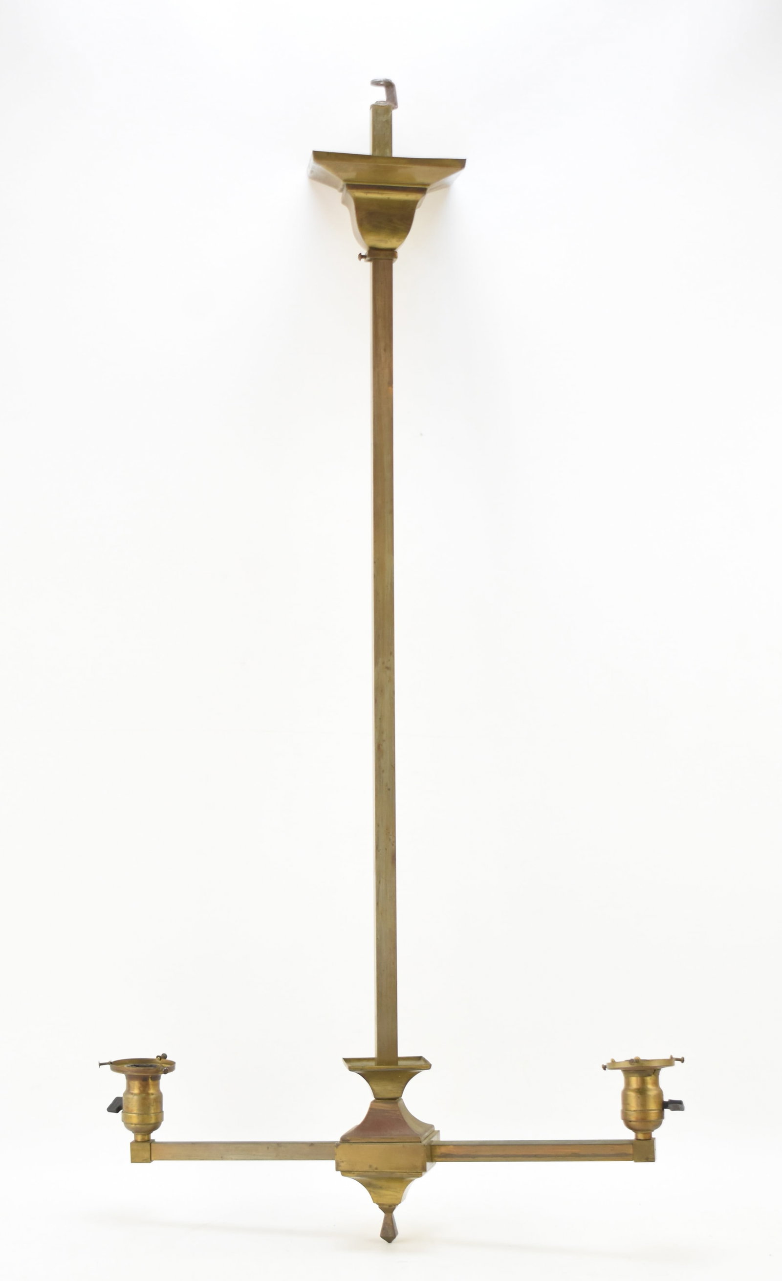 EARLY 20TH CENTURY BRASS DOUBLE ARM HANGING LIGHT FIXTURE (1 of 2)