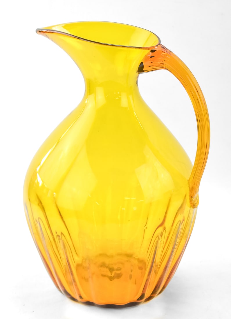 MID-CENTURY BLENKO GLASS OPTIC YELLOW PITCHER (1 of 2)