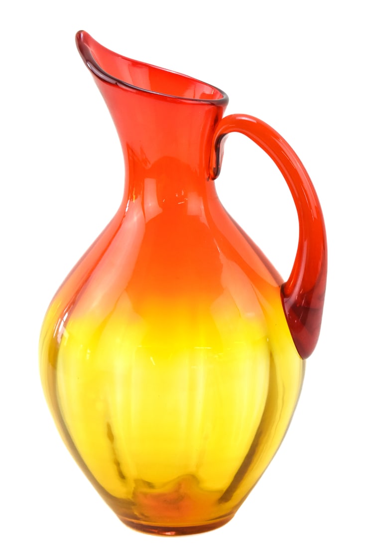 MID-CENTURY BLENKO GLASS OPTIC AMBERINA PITCHER (1 of 2)