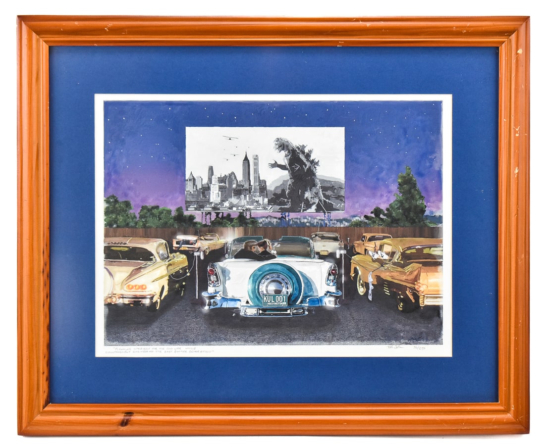 PAUL SLOAN 'BABY BOOMER GENERATION' SIGNED MIXED MEDIA ART: Limited edition mixed media on paper by Northwest artist, Paul Sloan, signed lower right and numbered 36/250. Titled "Planning Strategy for the Cold War while Simultaneously Engineering the Baby