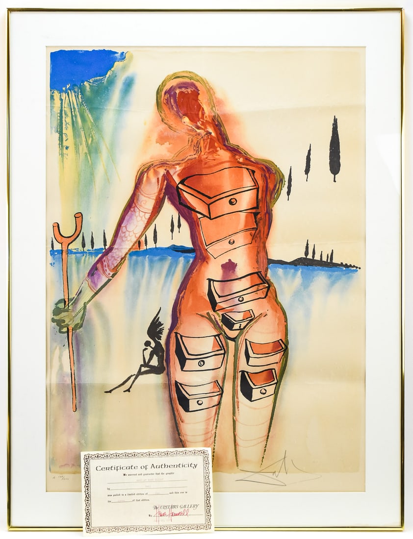 SALVADOR DALI 'PORT LLIGAT (VENUS WITH DRAWERS)' SIGNED SERIGRAPH: Limited edition serigraph "Port Lligat (Venus with Drawers)" on paper by listed artist, Salvador Dali (France, Spain, 1904-1989), signed lower right & numbered 138/200, lower left. Art