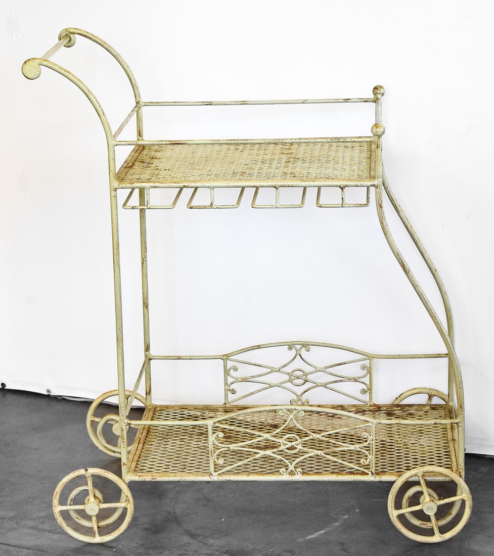 FRENCH WROUGHT IRON BAR TEA CART (1 of 2)