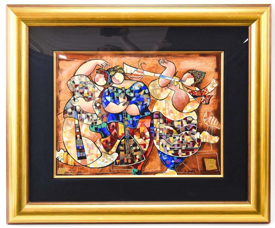 DORIT LEVI 'PEACEFUL FEELINGS' SIGNED SERIGRAPH: Limited edition serigraph "Peaceful Feelings" on paper by listed artist, Dorit Levi (Israel, 1952), signed lower right and numbered 143/395, lower left. Art measures 14" H x 19" W presented in a frame