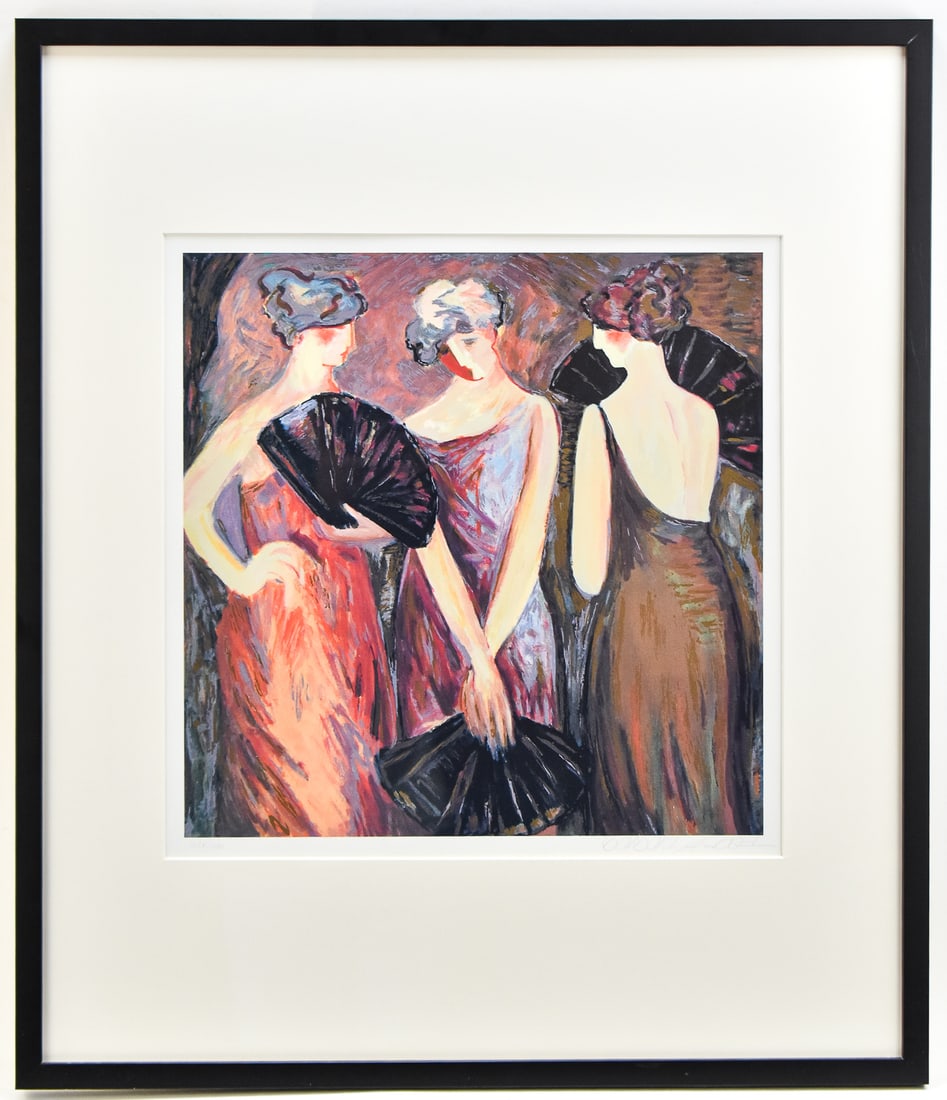 BARBARA WOOD 'INTERMISSION' SIGNED SERIGRAPH: Limited edition serigraph print "Intermission" on paper by listed artist, Barbara A. Wood (OH, CA, 20/21st century), signed lower right and numbered 1028/1200, lower left. Art measures 17.5&