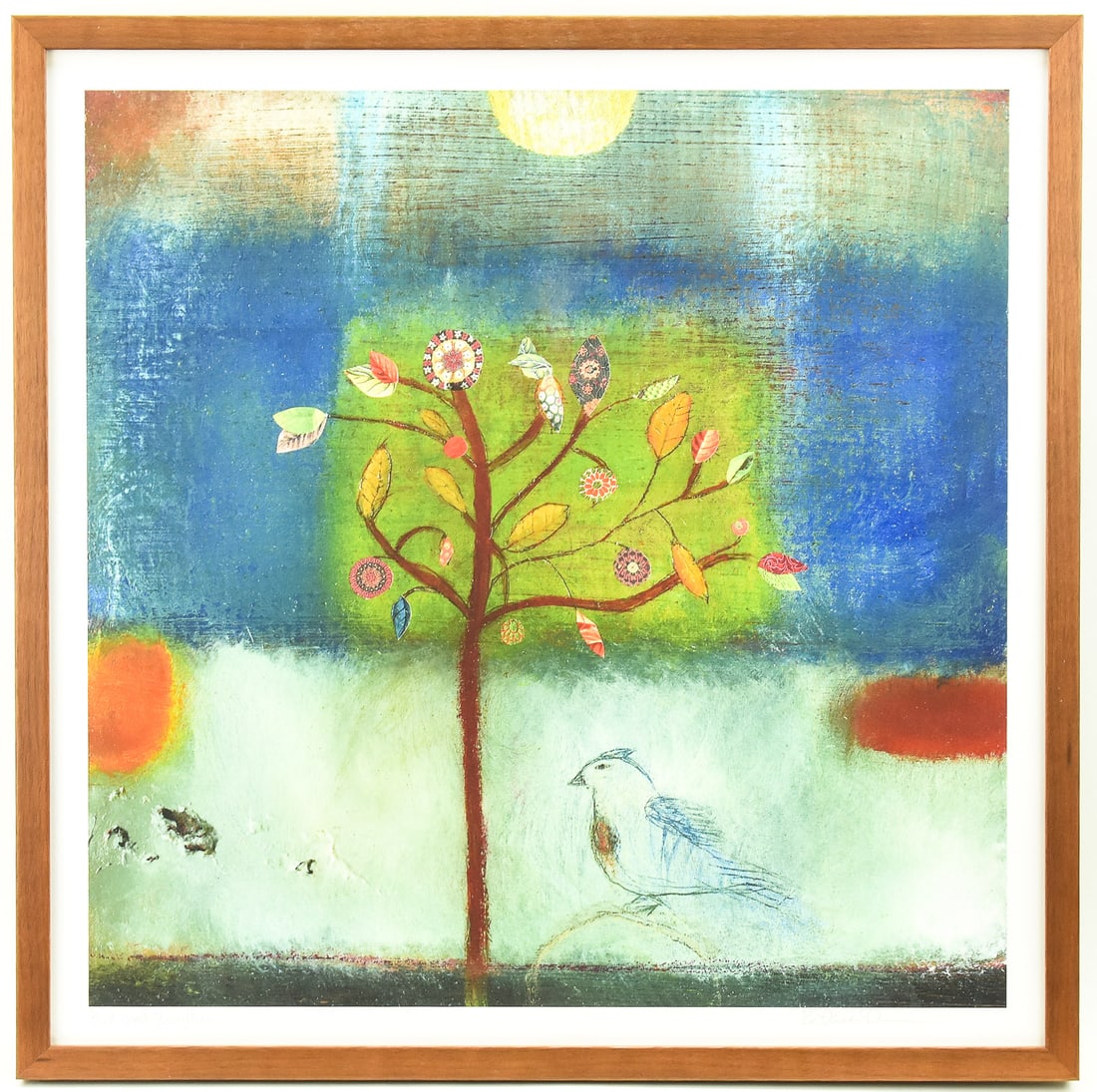 KATHERINE DUNN PAGON 'BIRD GREETS YOUNG TREE' SIGNED PHOTO PRINT: Photo print on fine art print paper by listed artist, Katherine Dunn Pagon (PA, MD, 1892-1985), signed lower right and titled "Bird Greets Young Tree", lower left. Art measures 20" H x 20" W presented