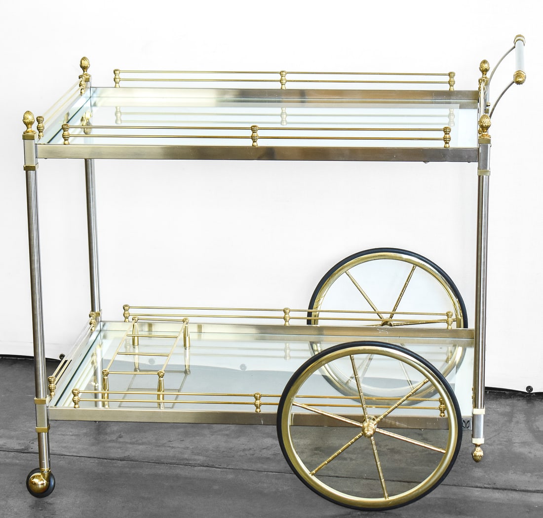 MAISON JANSEN STYLE ITALIAN HOLLYWOOD REGENCY STYLE BAR CART (1 of 3)