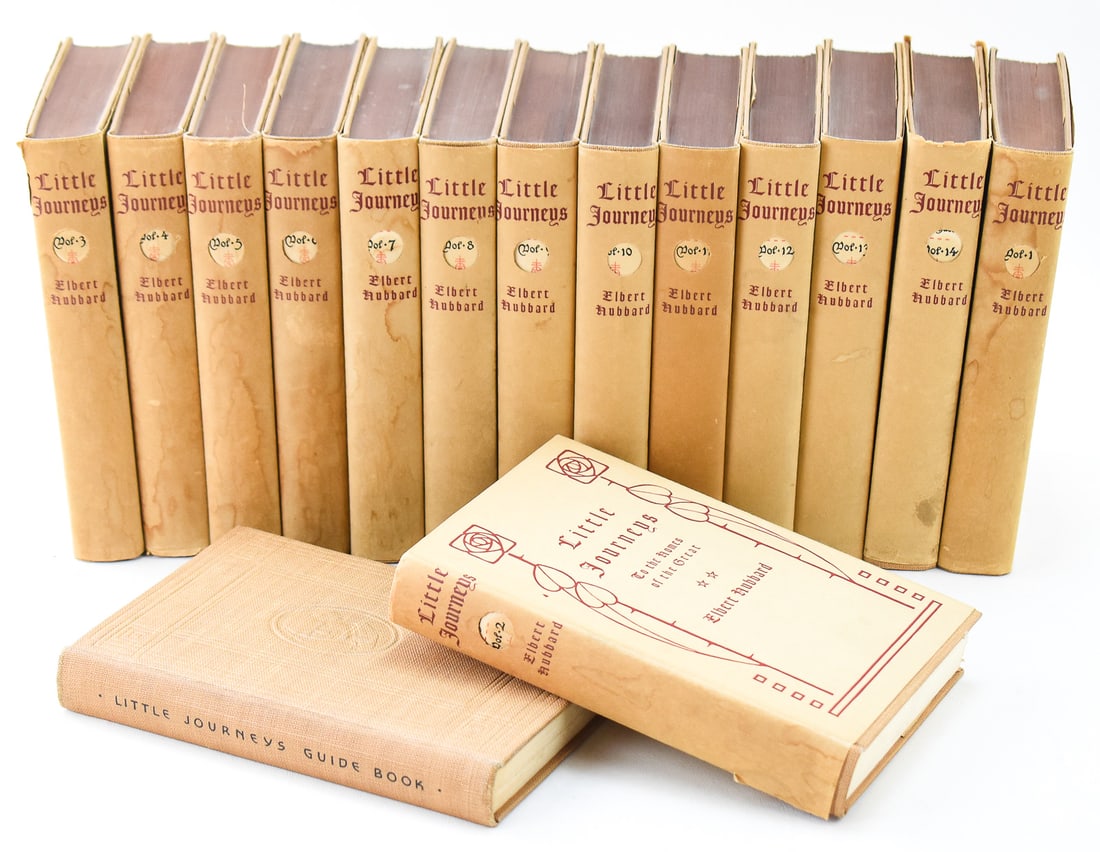 SET OF ELBERT HUBBARD'S LITTLE JOURNEYS TO THE HOME OF GREAT HARDBACK BOOKS: A set of Little Journeys "To The Home Of The Great" hardback books published in 1928. The books measure 8" H x 6" W x 1" D.