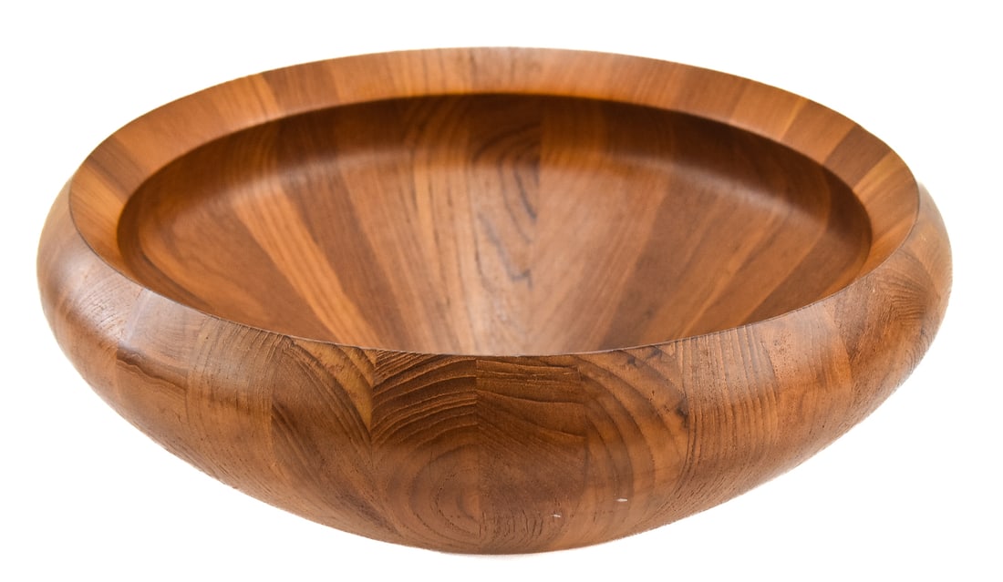 JENS QUISTGAARD MID-CENTURY DANSK LARGE STAVED TEAK SERVING BOWL (1 of 4)