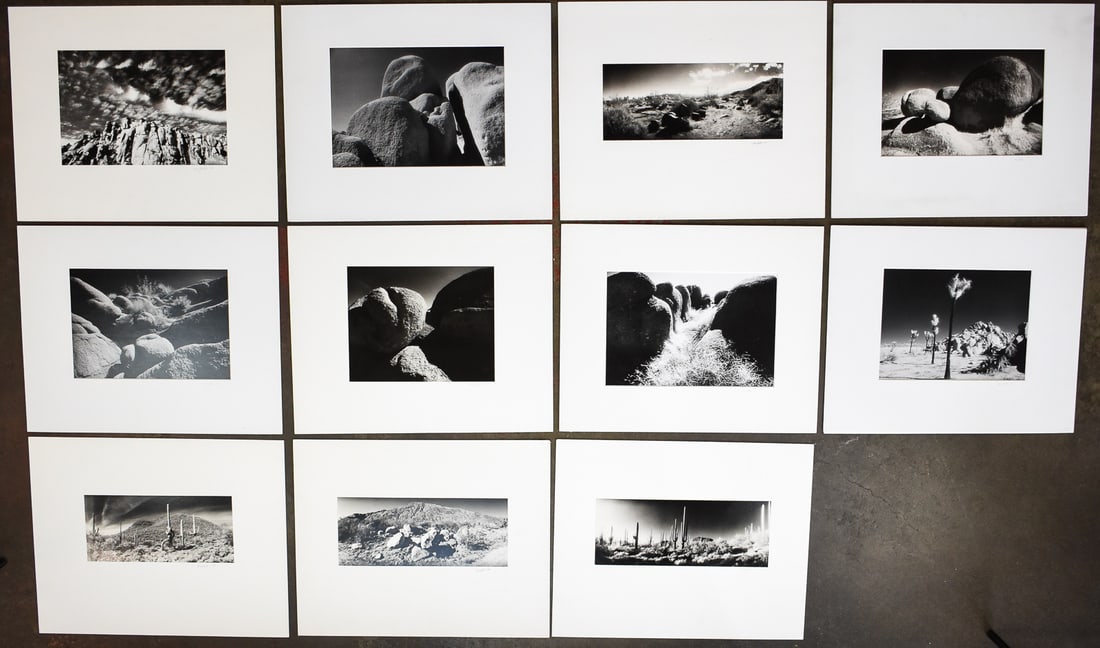 11 WILLIAM GALEN GELATIN SILVER 'DESERT LANDSCAPE' PHOTOGRAPHS: Eleven gelatin silver photographs by Oregon photographer, William Galen (1925-2020). Photographs feature a variety of desert landscape scenes including cacti, rock beds, mountains and more.