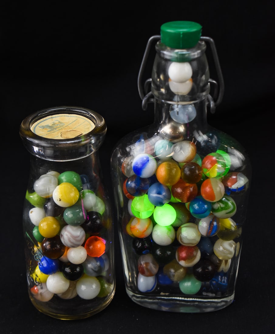VINTAGE MARBLE COLLECTION W/ URANIUM & CADMIUM MARBLES (1 of 2)