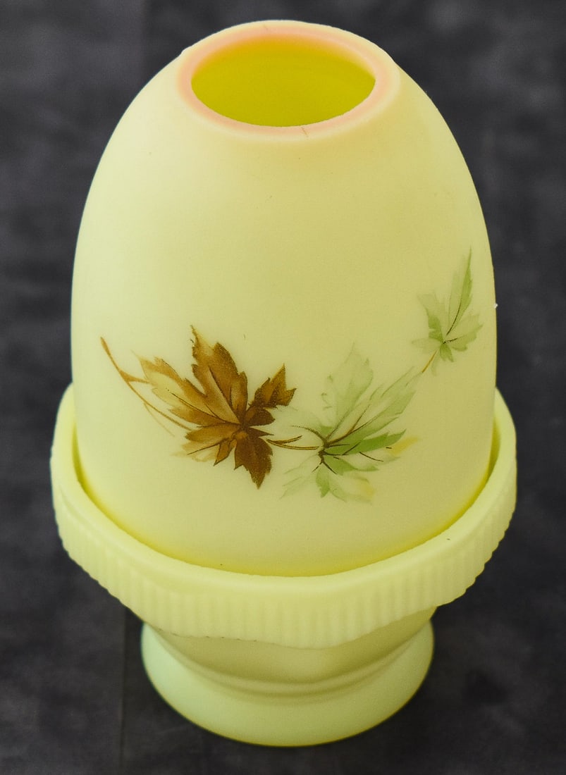 FENTON BURMESE SATIN GLASS FAIRY LAMP (1 of 3)
