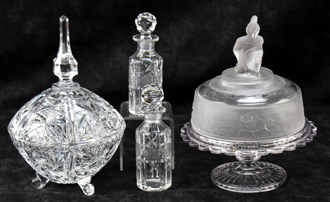 CUT CRYSTAL AND ANTIQUE GLASS ASSORTMENT: WALTHER-GLAS, GILLINDERS & SONS (1 of 3)