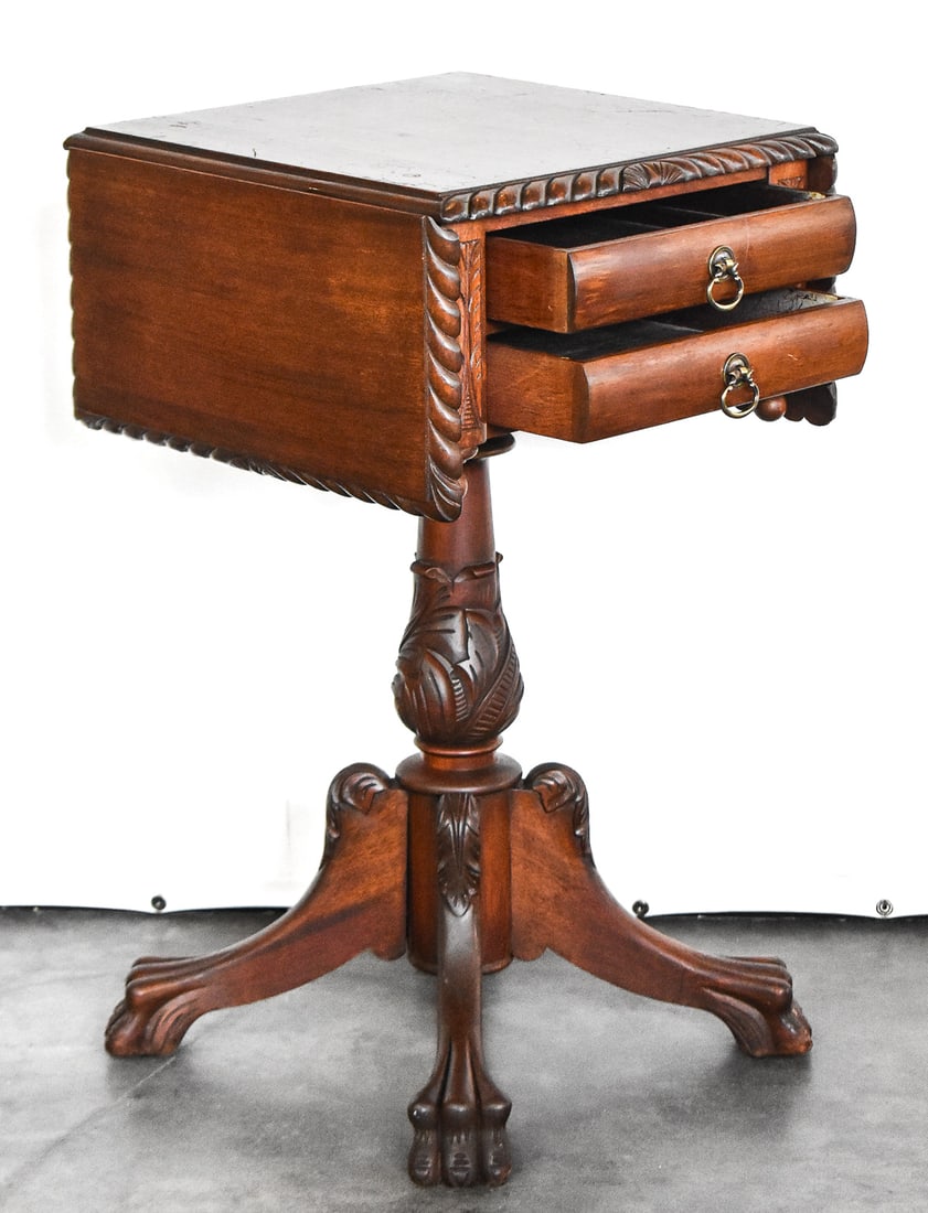 EMPIRE DROP-LEAF SEWING WORK TABLE - 3