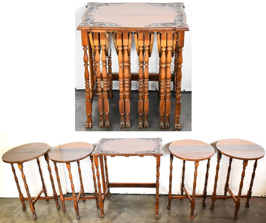 ANTIQUE EARLY 20TH CENTURY MAHOGANY NESTING TABLES (1 of 6)