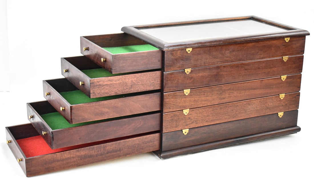 TOWLE SILVERSMITHS WALNUT FIVE DRAWER SILVERWARE CHEST - 2
